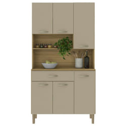 Buffet de Cuisine 6 Portes 1 Tiroir Chêne Vanille 7 Niches l 90.9 x173.5 x36.3 cm