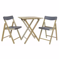 Ensemble de balcon pliant Tramontina Potenza Gris - Table et 2 chaises en teck FSC