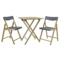 Ensemble de balcon pliant Tramontina Potenza Gris - Table et 2 chaises en teck FSC