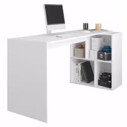 Beaux Meubles Pas Chers - Bureau et Rayonnage Blanc 4 Niches office