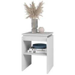 Beaux Meubles Pas Chers - Chevet - Bout de Canapé Blanc 2 Niches l 38 h 52 p 33 cm