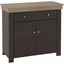 Buffet Bas 2 Portes 1 Tiroir Chêne et Gris Corniche - Gris