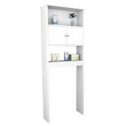 Beaux Meubles Pas Chers - Armoire wc 2 Portes Blanches 2 Niches l 65 h 175 p 22 cm