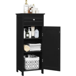 Costway - Meuble de Salle de Bain Moderne avec 1 Porte, 1 Tiroir, 2 Étagères Réglables et Dispositif Anti-Dumping 35,6x30,5x88 cm Noir