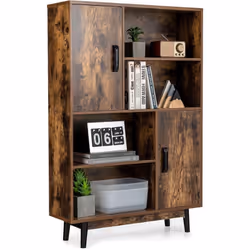 Description générale Cette bibliothèque en bois à 4 niveaux offre un mélange parfait de rangement et de style. Avec 2 portes ...