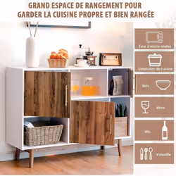 【Meuble pratique: 】 Ce buffet vous offre trois options différentes pour le rangement. Vous disposez de 3 compartiments avec p ...