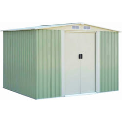 Costway - Abri de Jardin en Métal-4,8㎡-257 x 205x 175,5cm-2 Portes Coulissantes Verrouillables-4 Trous d'Aération-Toit Penché/Cabane Jardin-Vert