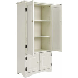 Costway - Armoire de Rangement Vintage en mdf avec 2 Étagères Réglables sur 5 Positions et Dispositif Anti-Dumping, 58,5 x 31,5 x 123 cm Blanc