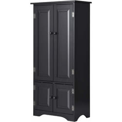 Costway - Armoire de Rangement Vintage en mdf avec 2 Étagères Réglables sur 5 Positions et Dispositif Anti-Dumping, 58,5 x 31,5 x 123 cm Noir