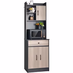 Description générale Ce buffet de cuisine est conçu avec une structure à plusieurs niveaux, offrant un espace de rangement su ...