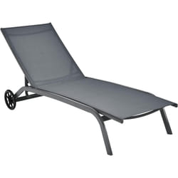 Chaise Longue de Jardin, Réglable à 6 Positions, Bain de Soleil, Transat de Relaxation pour Bord de Piscine, Cour et Jardin,Gris - Costway
