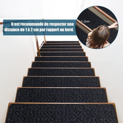 Costway - Lot de 15 Marchettes d'Escalier Antidérapant 20 x 76 cm/Tapis de Protection Autocollants, Sécurité pour Enfants, Personnes Agées et Animaux