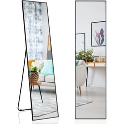 Miroir sur Pied Rectangulaire-Miroir Mural, 40 x 60 cm, Miroir en Pleine Longueur avec Angle d'inclinaison réglable, Noir - Costway