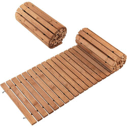 Costway - Allée de Jardin en Bois Roulant 245 cm Résistante aux Intempéries 55x4,5cm avec Fil d'Acier Texture Antidérapante pour Cour