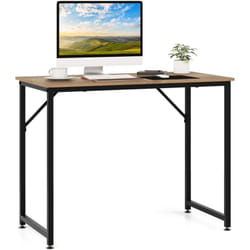 Costway - Bureau d'Ordinateur, Table Poste de Travail, Bureau Informatique, 50 x 100 x 77 cm, Style Industriel, Cadre en Métal, pour Bureau, Chambre,