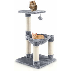 Costway - Arbre à Chat Griffoir Recouverts de Sisal, Hamac Confortable,Balle Suspendue à Jouer Grande Plate-Forme 40 x 40 x 64 cm Arbre d'Activité