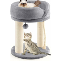 Costway - Arbre à Chat Tour d'arbre à Chat Cadre Griffoir 4 en 1 avec Perchoir à Dessus Souple, Boule de Fourrure et Corde en Sisal, Centre