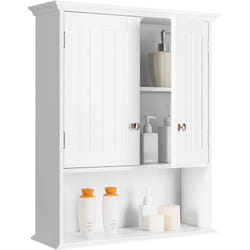 Costway - Meuble de Salle de Bain, Armoire Murale avec 2 Portes et 3 Étagères Réglables, Armoire à Pharmacie de Rangement 60x19x71cm en mdf pour