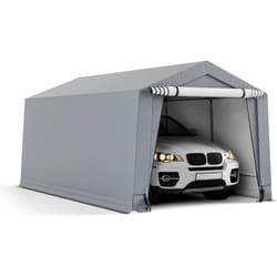 Costway - Abri/Tente Garage pour Voiture 290 x 490 cm, Tente de Stockage en Acier, Grand Auvent de Garage Portable avec Portes, Poutres