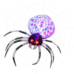 Araignée Gonflable Murale Halloween de 105 cm avec Lumières Multicolores et Gonfleur Intégré, Décoration d'Intérieur et d'Extérieur, pour Cour,