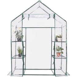 Costway - Serre de Jardin avec 4 Étagères, Cadre en Fer, Bâche Résistante et Imperméable, 143 x 73 x 195 cm