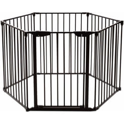 Barrière de Sécurité Clôture de Cheminée en FerPare-Feu de Cheminée 6 Pans 380x75cm, Noir - Costway