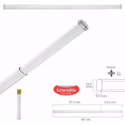 Tringles à rideaux extensibles avec ressort réglable - Mesure fermé/ouvert : 37,5/60 cm. - Mesure tube hauteur x largeur : 16 ...