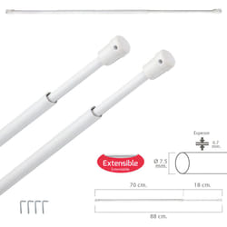 Maurer - Barra Visillo Extensible 70/88 cm. Con Soporte, Sin Muelle (2 piezas)