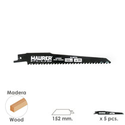 Maurer - Hoja para sierra sable madera 152 mm. - 6 tpi tipo bosch (5 piezas)