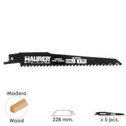 Maurer - Hoja para sierra sable madera 228 mm. - 6 tpi tipo bosch (5 piezas)