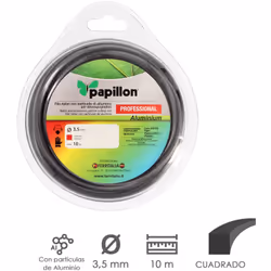 Hilo nylon/aluminio Papillon profesional - Forma: cuadrado. - Grosor: 3,5 mm. - Rollo 10 m. - Hilo de nylon con particulas de ...