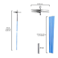 Kit Ramoneur Brosse Cheminée 8,4 mètres x 250 mm. Diamètre.