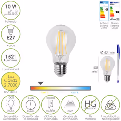 Maurer 19073015, 10 W, 80 W, E27, 1521 lm