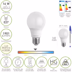Maurer 19073100, 16 W, 130 W, E27, 1901 lm