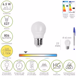 Maurer 19073160, 6,5 W, 50 W, E27, 806 lm