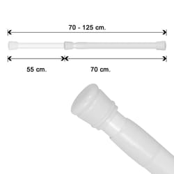 Maurer - Tringle à rideau de douche extensible en aluminium blanc de 70 à 125 cm.