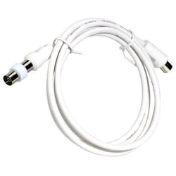 Maurer - Rallonge Vidéo tv Mâle-Mâle 2 mètres/Ø 9,5 mm. Avec adaptateur mâle-femelle blanc