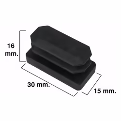 Virole intérieure rectangulaire. - Dimensions : 15x30mm - Virole intérieure en plastique. - Couleur noire. - Blister 4 unités ...
