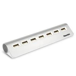 Hamlet XHUB7020AL hub & concentrateur USB 2.0 480 Mbit/s Aluminium