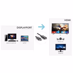 Hamlet XVCDP-HDM18 câble vidéo et adaptateur 1,8 m DisplayPort HDMI Type A (Standard) Noir