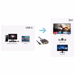 Hamlet XVAUC-DV4K20 câble vidéo et adaptateur 2 m USB Type-C DVI Noir