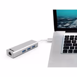 Hamlet XHUB330LAN station d'accueil USB 3.2 Gen 1 (3.1 Gen 1) Type-A Argent - Vue supplémentaire 4