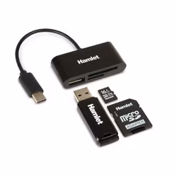 Hamlet XZR100UC lecteur de carte mémoire USB 2.0 Type-C Noir