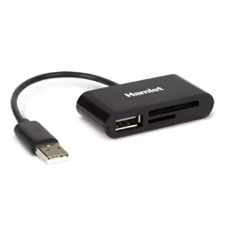 Hamlet XZR101UA, MicroSD (TransFlash), MicroSDHC, MicroSDXC, SD, SDHC, SDXC, Noir, 480 Mbit/s, USB 2.0, 54 mm, 25 mm