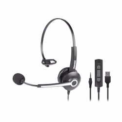 Hamlet HHEADM-UJM, Avec fil, Bureau/Centre d'appels, 20 - 20000 Hz, 75 g, Casque, Noir