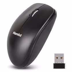 Hamlet XMICERF-24GS, Ambidextre, Optique, RF Wireless + USB Type-A, 1000 DPI, Noir