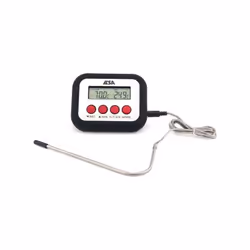 Thermomètre de cuisson avec sonde Abs 80 cm et aluminium Sonde inox avec câble Degrés à partir de -50°/+250° Aimant de fixati ...