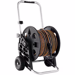 Kit avec dévidoir Genius 60, équipé avec : 30 m tuyau Top-Black Ø 12,5 mm, nez de robinet, raccords et lance d’arrosage, rall ...