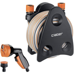 Claber - Mini-set Balcony, porte-tuyaux équipé installable sur mur avec tuyau 10 m et pistolet multifonction