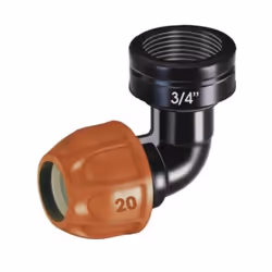 Raccord coudé pour tube de 20 mm avec filetage Claber femelle 3/4". Pour le raccordement en bout de ligne d'une rallonge file ...